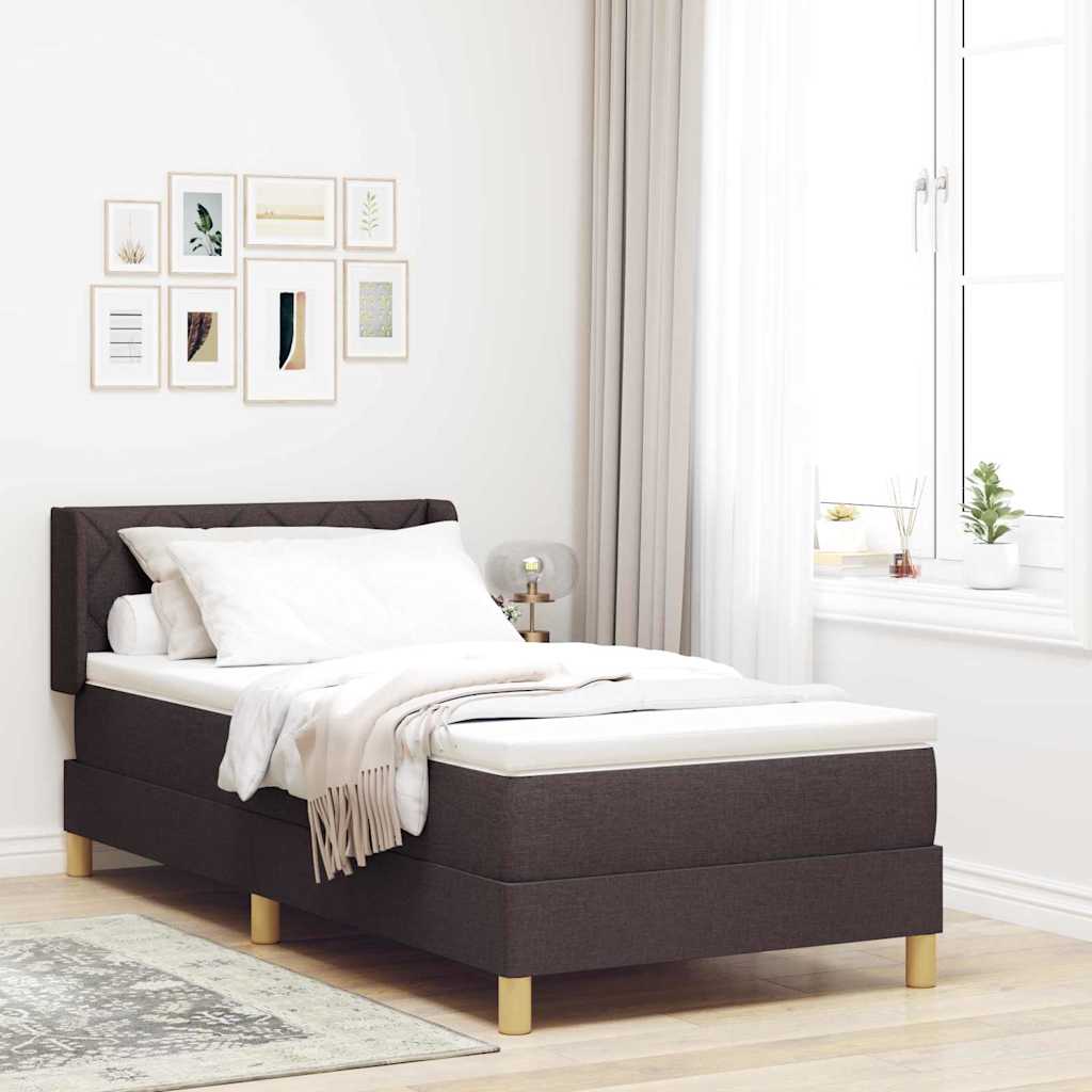Boxspringbett mit Kopfteil Dunkelbraun 200 x 90 cm Stoff