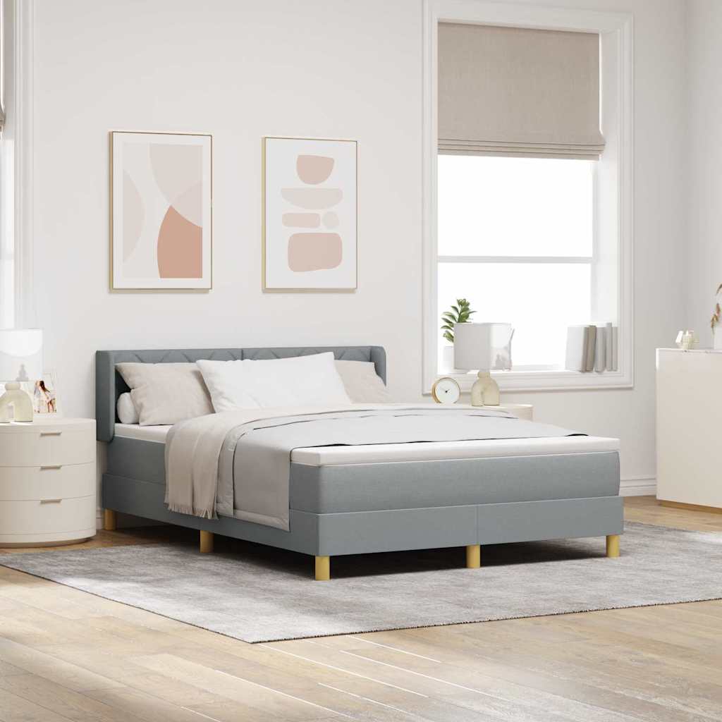 Boxspringbett mit Kopfteil Hellgrau 190 x 140 cm Stoff