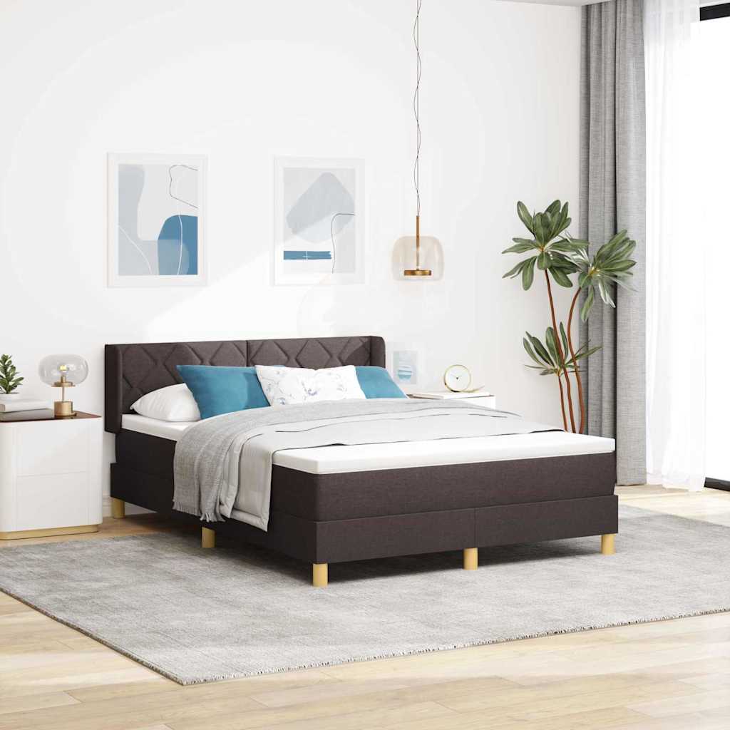 Boxspringbett mit Kopfteil Dunkelbraun 200 x 160 cm Stoff