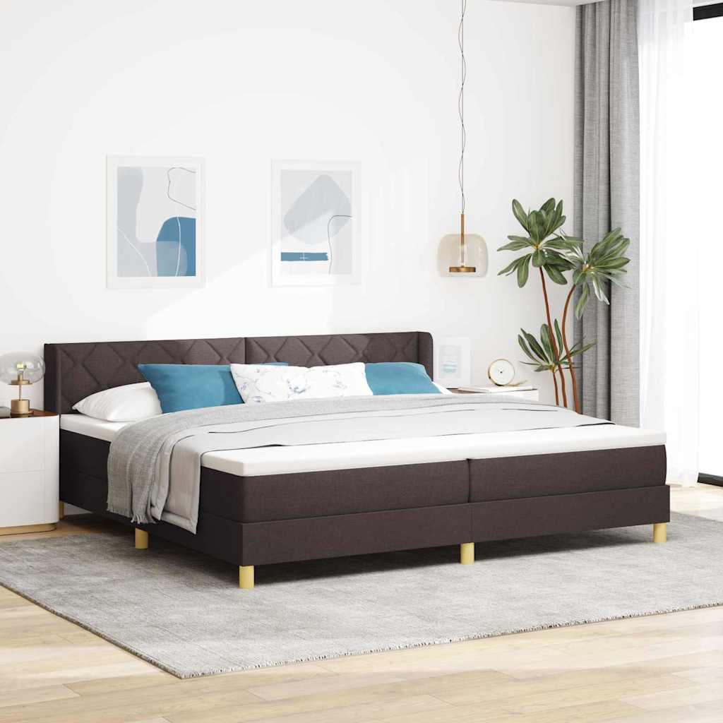 Boxspringbett mit Kopfteil Dunkelbraun 200 x 200 cm Stoff