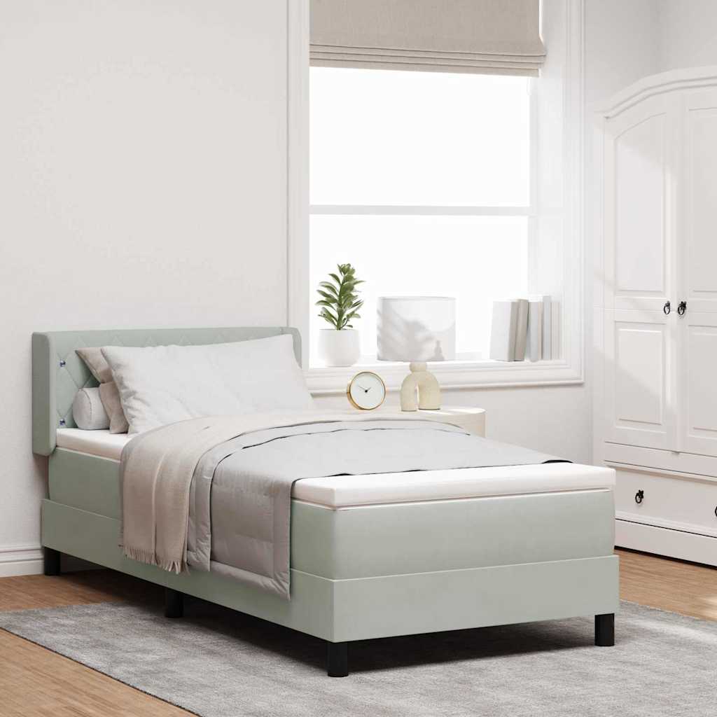 Boxspringbett mit Kopfteil Hellgrau 200 x 90 cm Samt