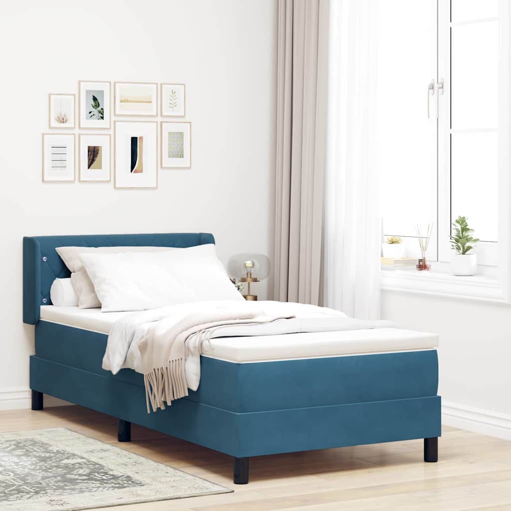 Boxspringbett mit Kopfteil Dunkelblau 200 x 90 cm Samt