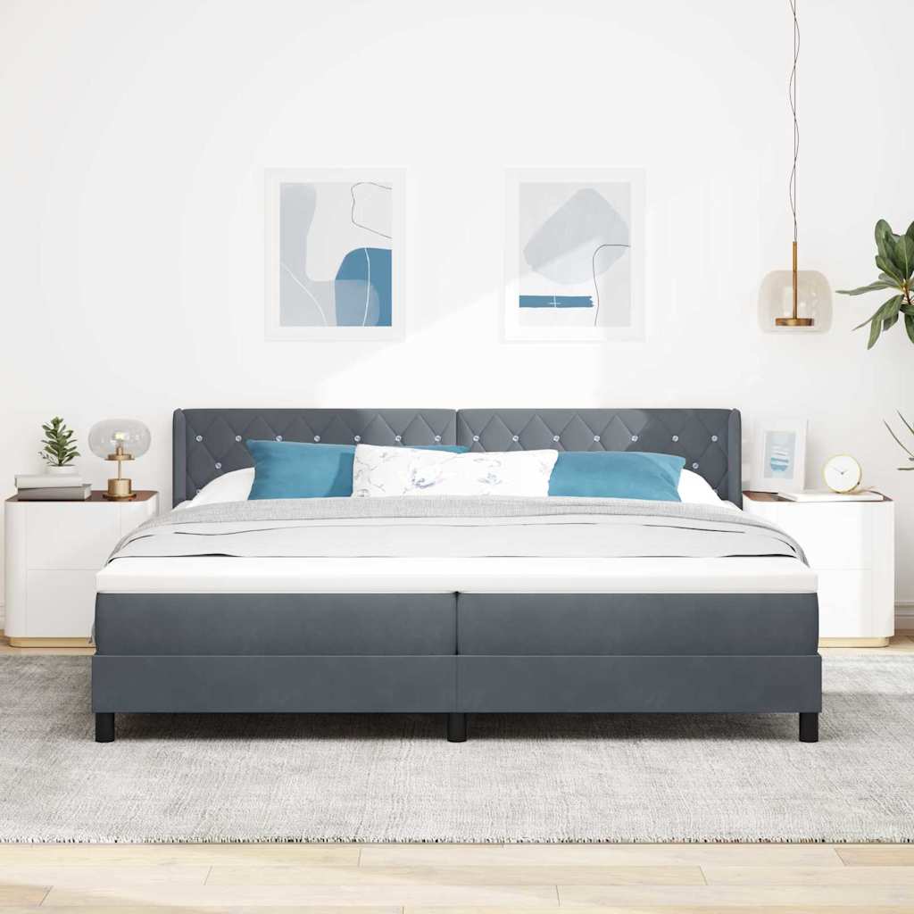 Boxspringbett mit Kopfteil Dunkelgrau 200 x 200 cm Samt