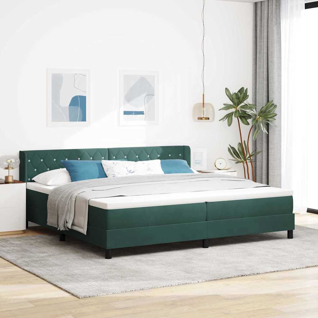 Boxspringbett mit Kopfteil Dunkelgrün 200 x 200 cm Samt
