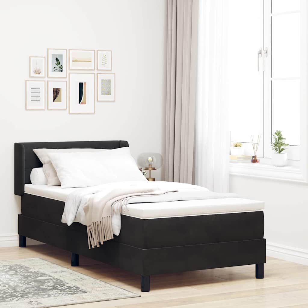 Boxspringbett mit Kopfteil Schwarz 190 x 90 cm Samt