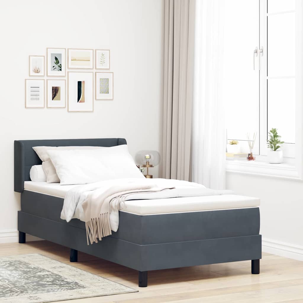 Boxspringbett mit Kopfteil Dunkelgrau 200 x 90 cm Samt