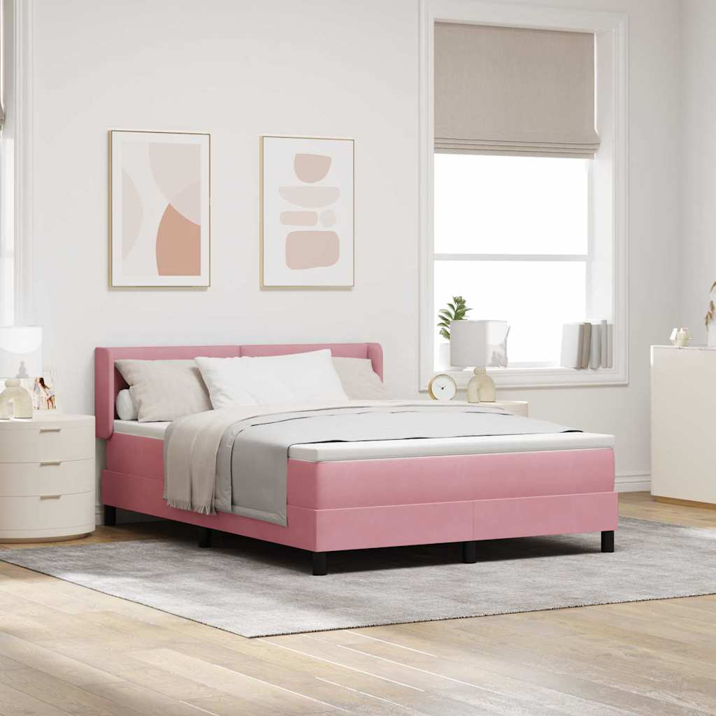 Boxspringbett mit Kopfteil Rosa 200 x 140 cm Samt