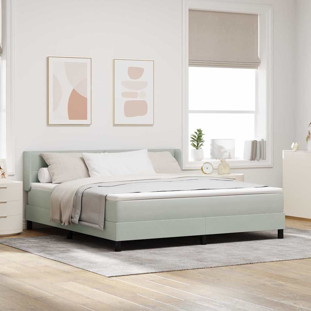 Boxspringbett mit Kopfteil Hellgrau 200 x 180 cm Samt