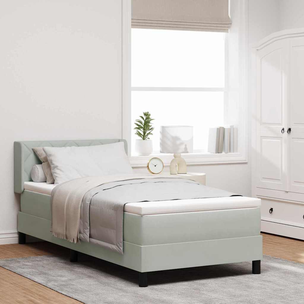 Boxspringbett mit Kopfteil Hellgrau 190 x 90 cm Samt