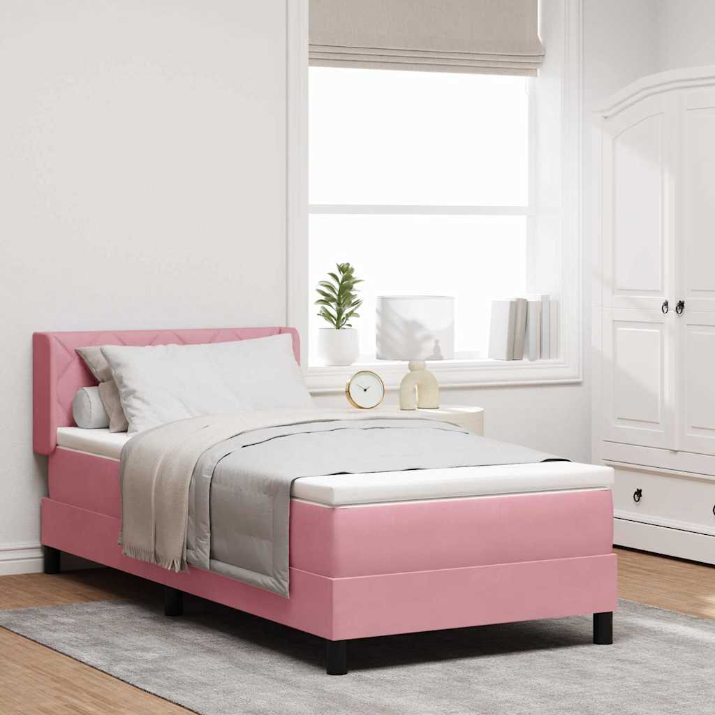 Boxspringbett mit Kopfteil Rosa 190 x 90 cm Samt