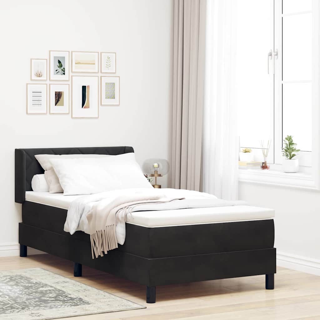 Boxspringbett mit Kopfteil Schwarz 200 x 90 cm Samt