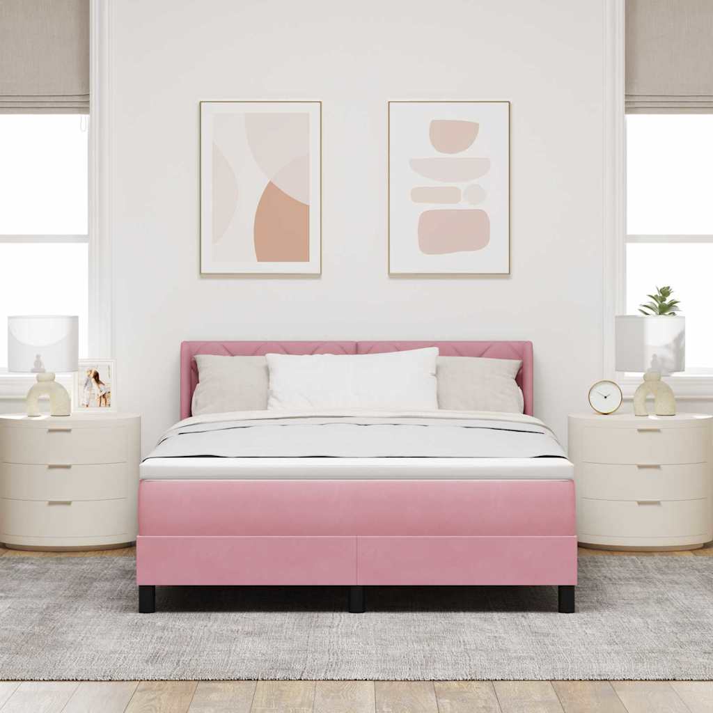 Boxspringbett mit Kopfteil Rosa 190 x 140 cm Samt