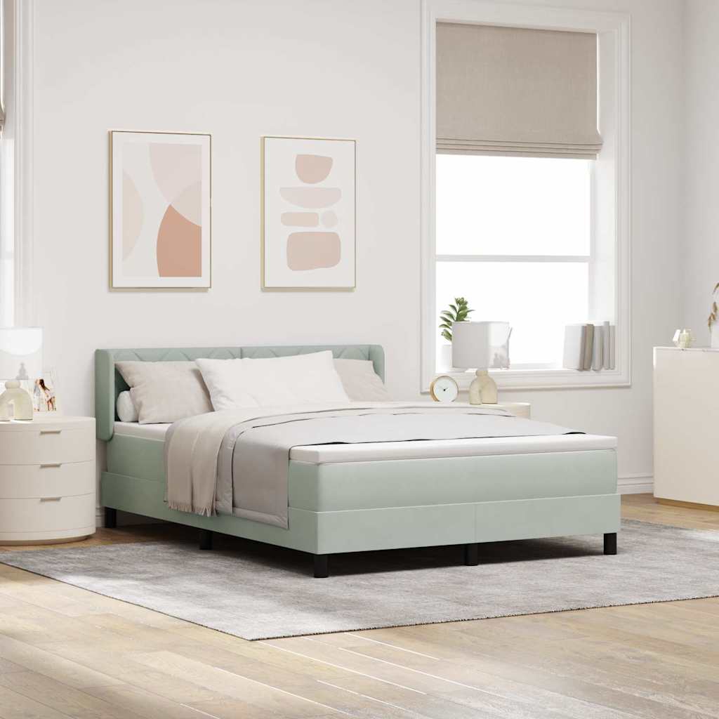 Boxspringbett mit Kopfteil Hellgrau 200 x 140 cm Samt