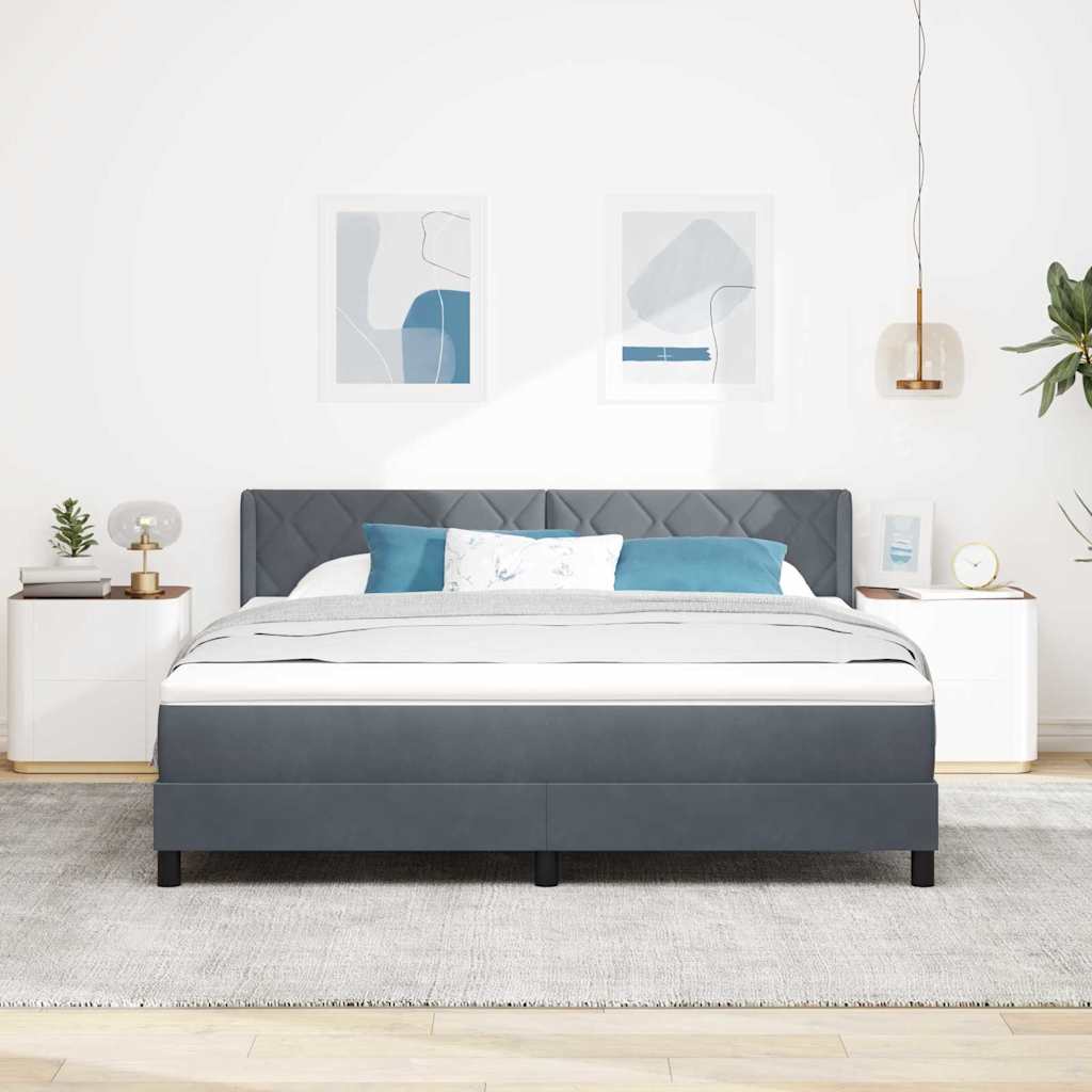 Boxspringbett mit Kopfteil Dunkelgrau 200 x 180 cm Samt
