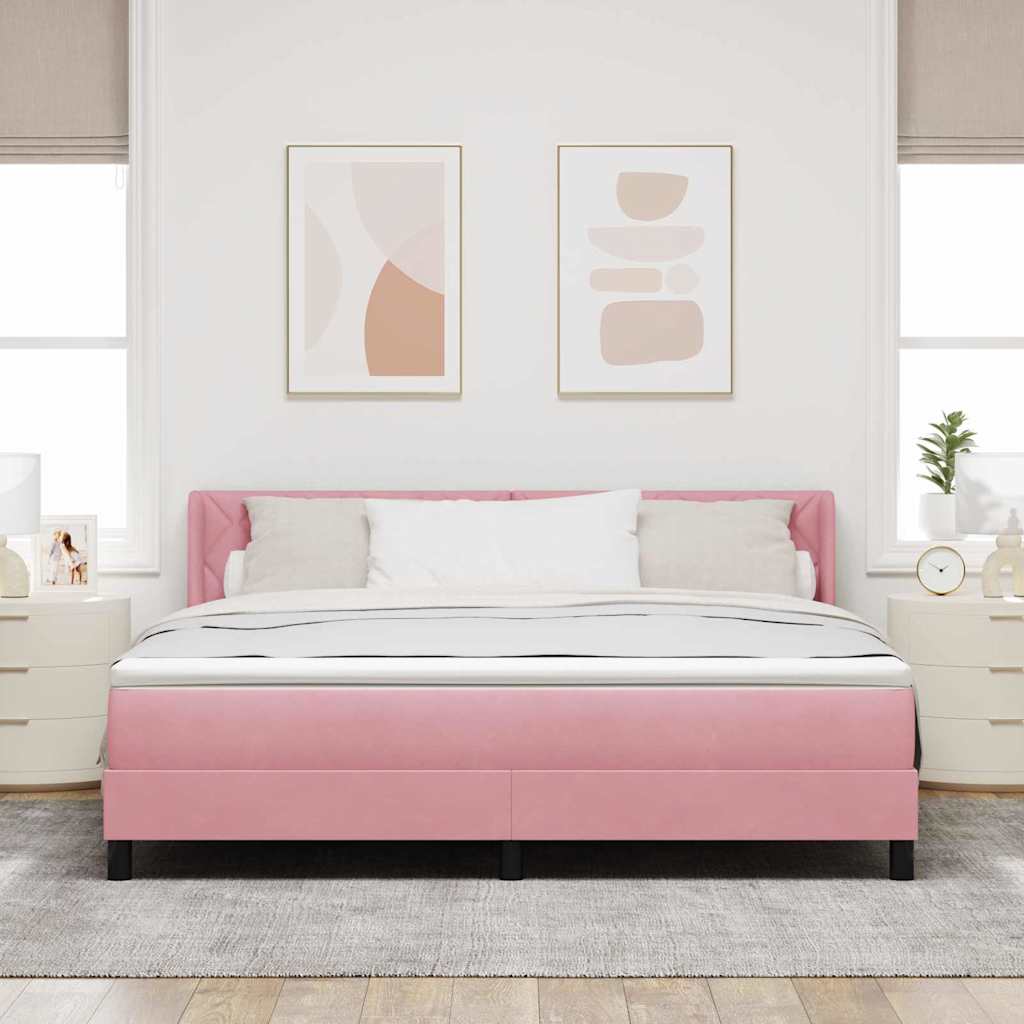 Boxspringbett mit Kopfteil Rosa 200 x 180 cm Samt