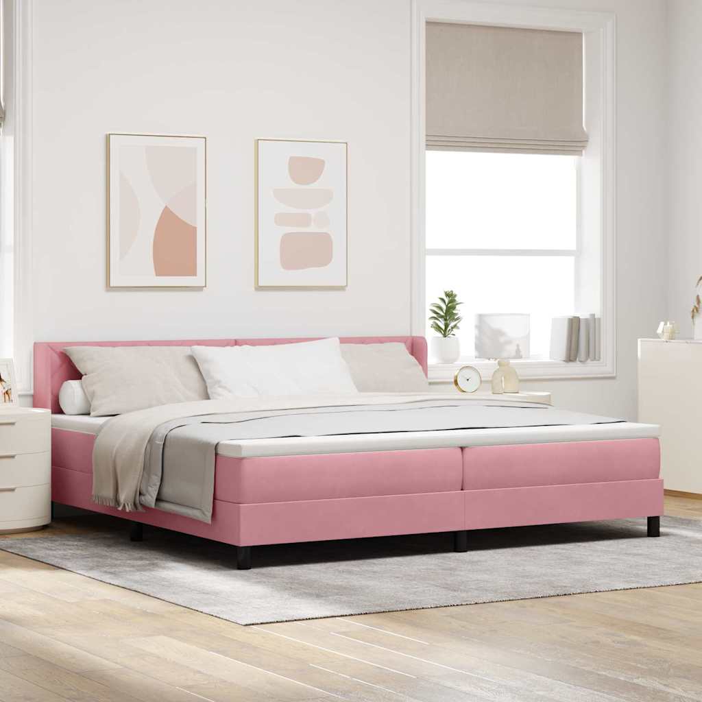Boxspringbett mit Kopfteil Rosa 200 x 200 cm Samt