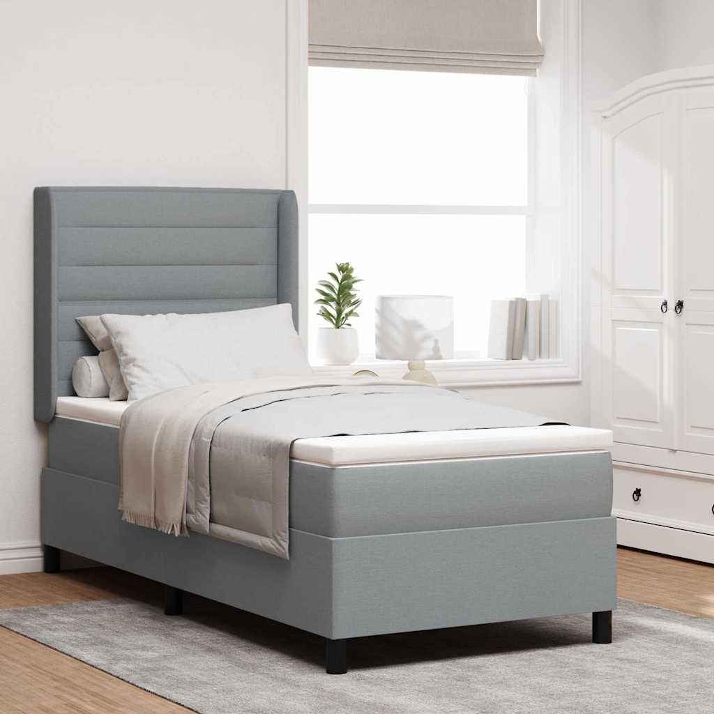 Boxspringbett mit Kissen Hellgrau 200 x 100 cm Stoff