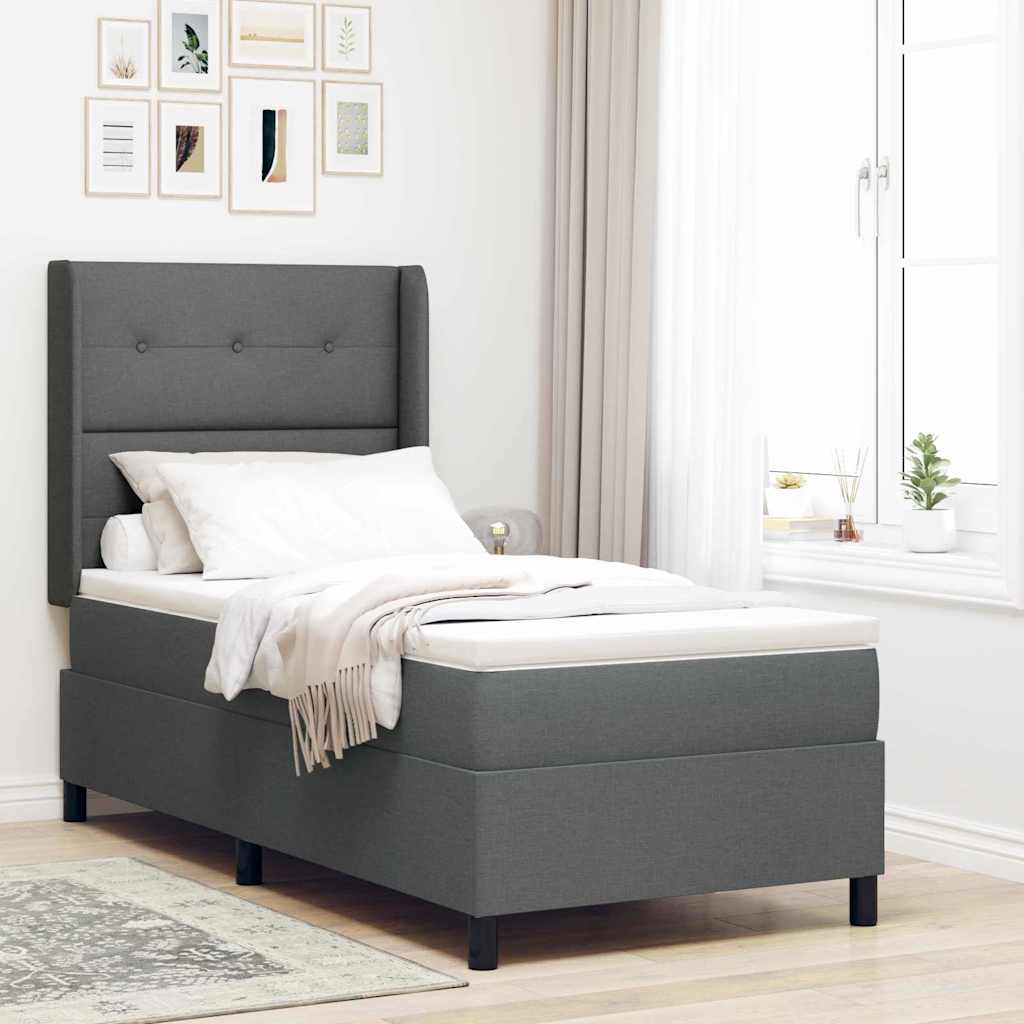 Boxspringbett mit Kissen Dunkelgrau 200 x 100 cm Stoff