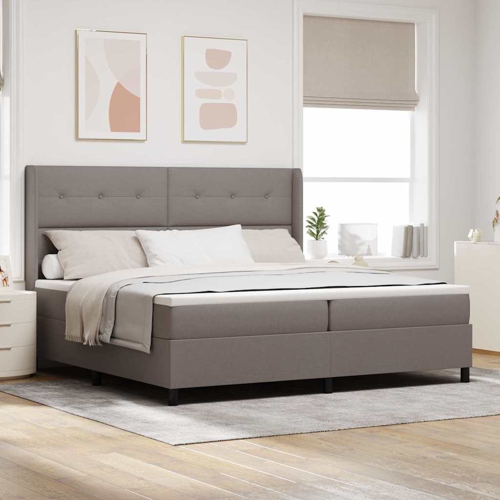 Boxspringbett mit Kissen mit Kopfteil Taupe 200 x 200 cm Stoff