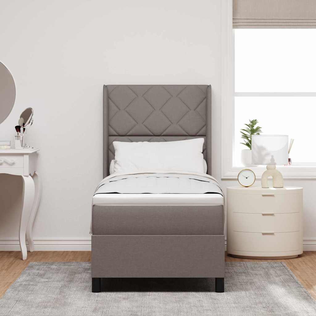Boxspringbett mit Kissen mit Kopfteil Taupe 200 x 80 cm Stoff