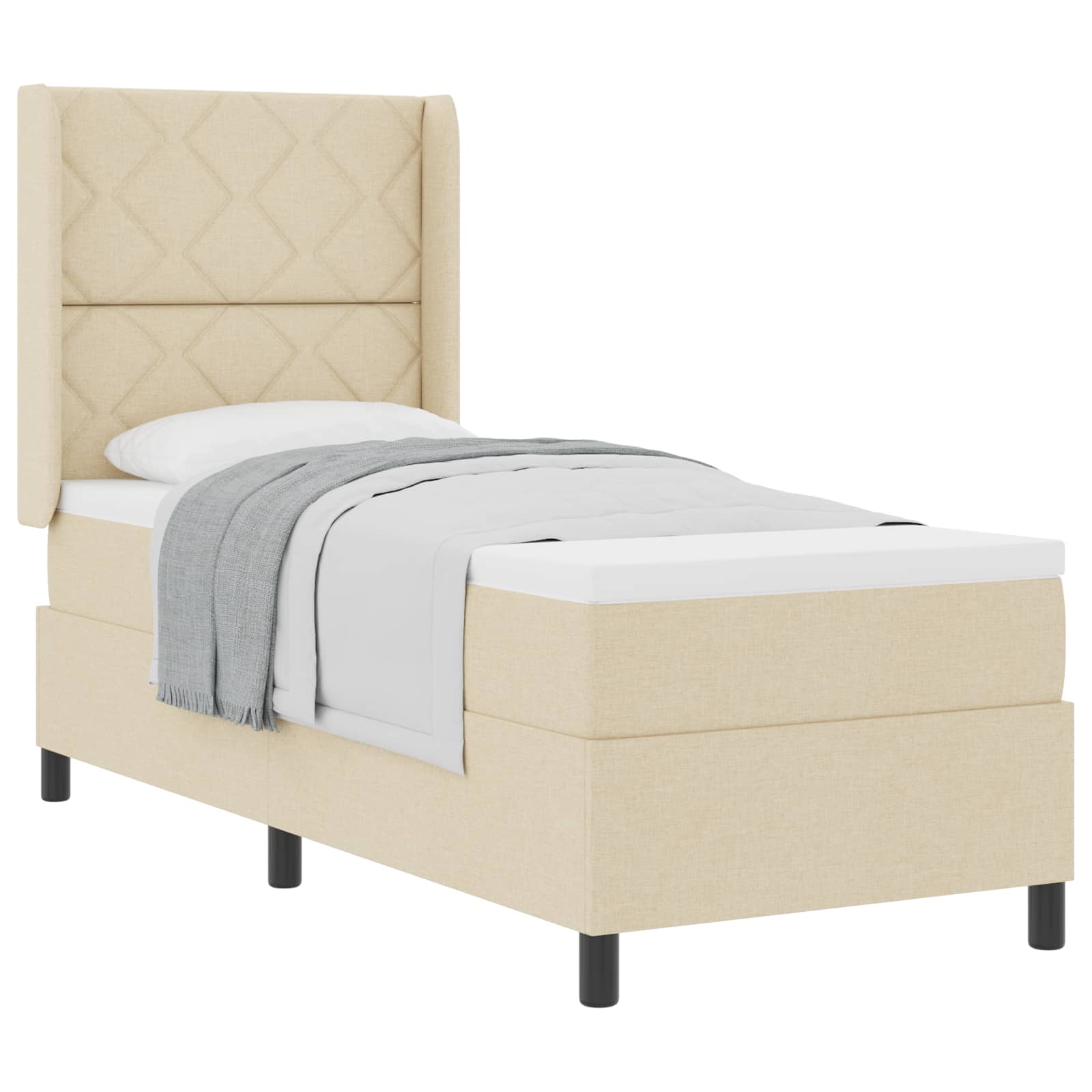 Boxspringbett mit Kissen mit Kopfteil Creme 200 x 80 cm Stoff