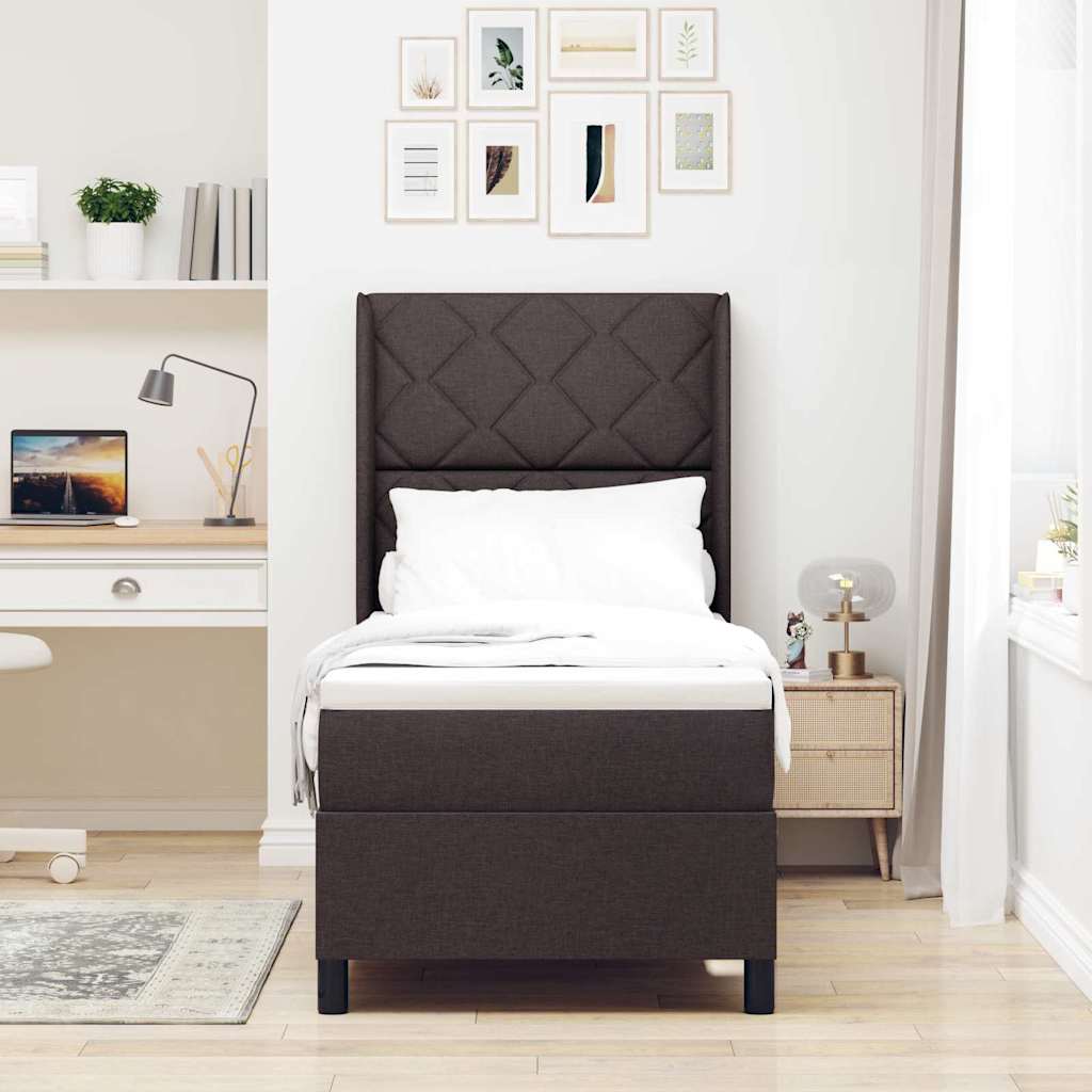 Boxspringbett mit Kissen Dunkelbraun 190 x 90 cm Stoff