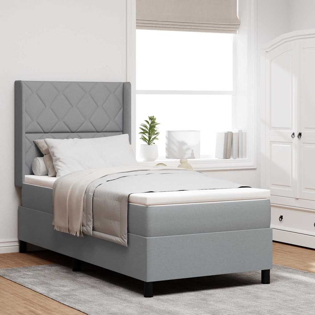 Boxspringbett mit Kissen Hellgrau 200 x 100 cm Stoff