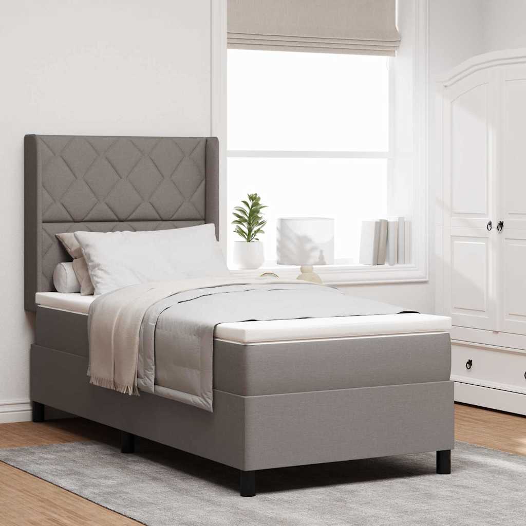 Boxspringbett mit Kissen mit Kopfteil Taupe 200 x 100 cm Stoff