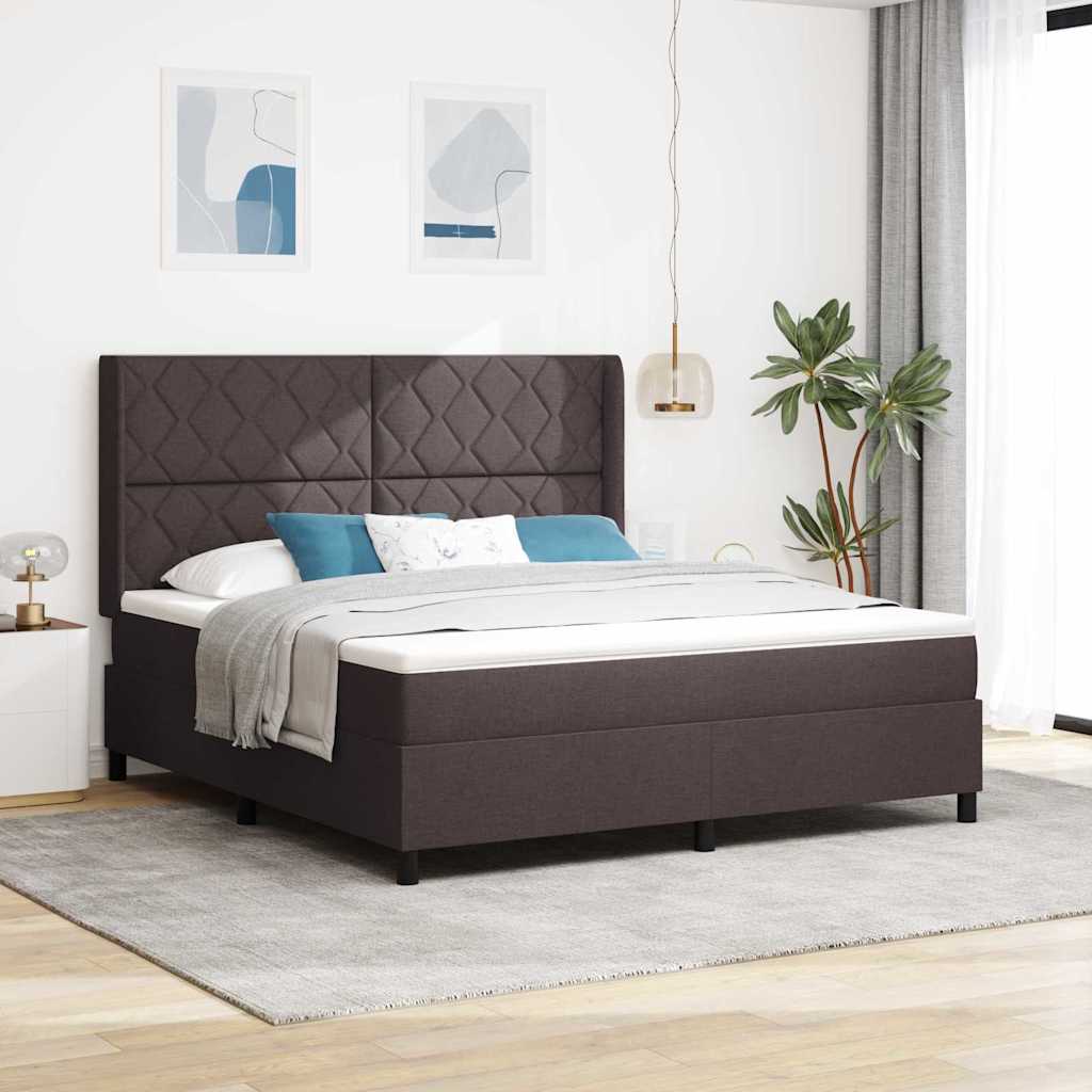 Boxspringbett mit Kissen Dunkelbraun 200 x 180 cm Stoff