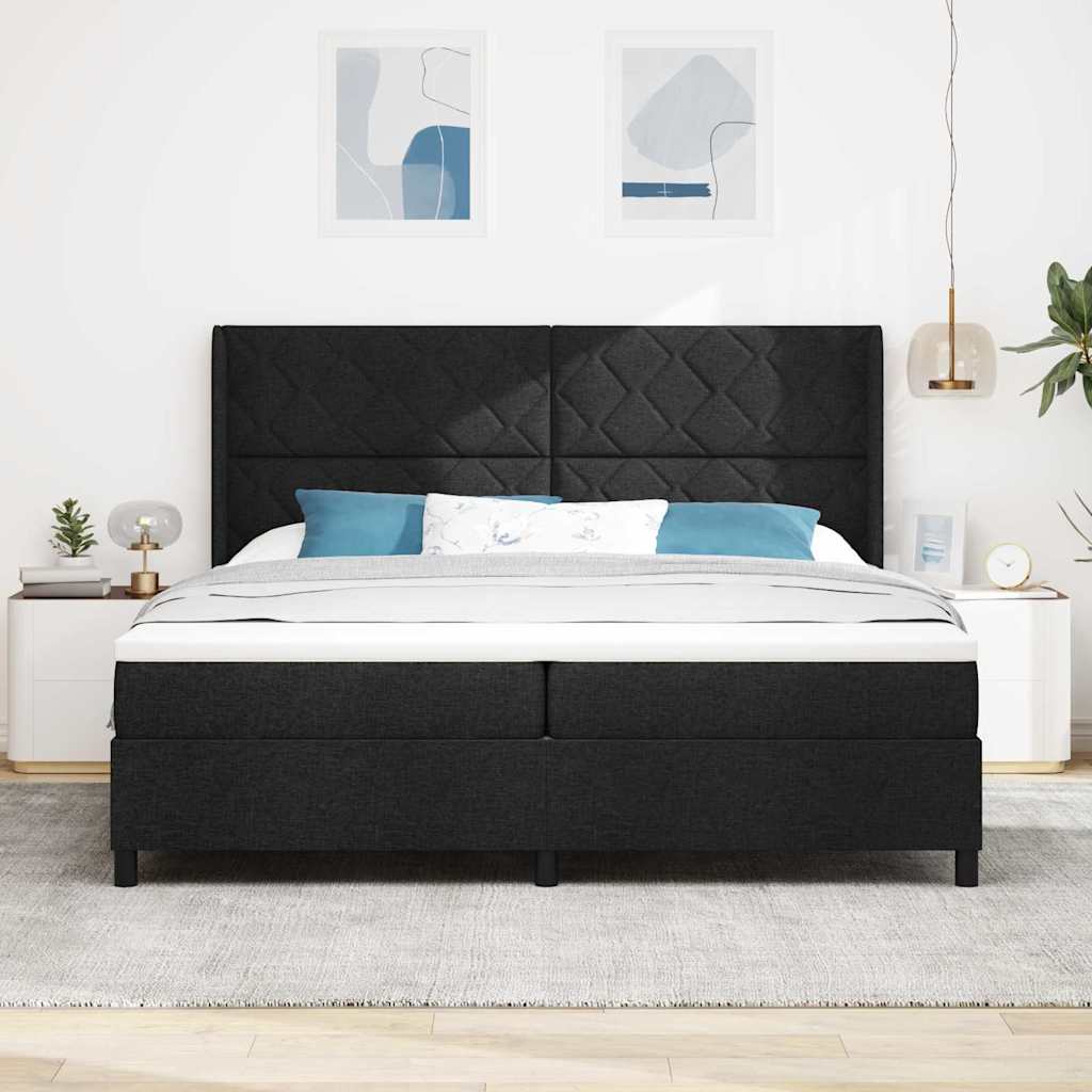 Boxspringbett mit Kissen Schwarz 200 x 200 cm Stoff