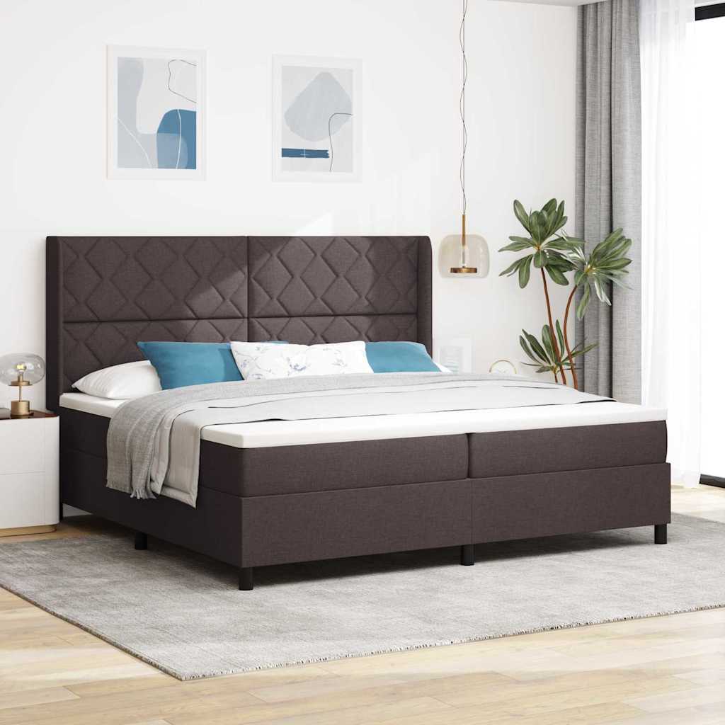 Boxspringbett mit Kissen Dunkelbraun 200 x 200 cm Stoff