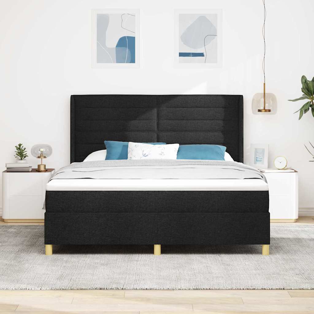 Boxspringbett mit Matratze Schwarz 180 x 200 cm Stoff