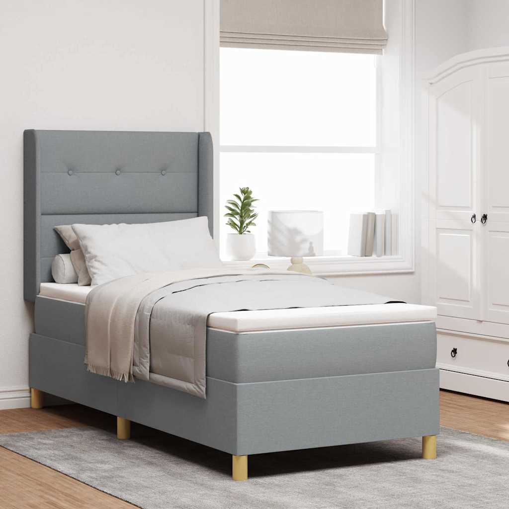 Boxspringbett mit Kopfteil Hellgrau 100 x 200 cm Stoff