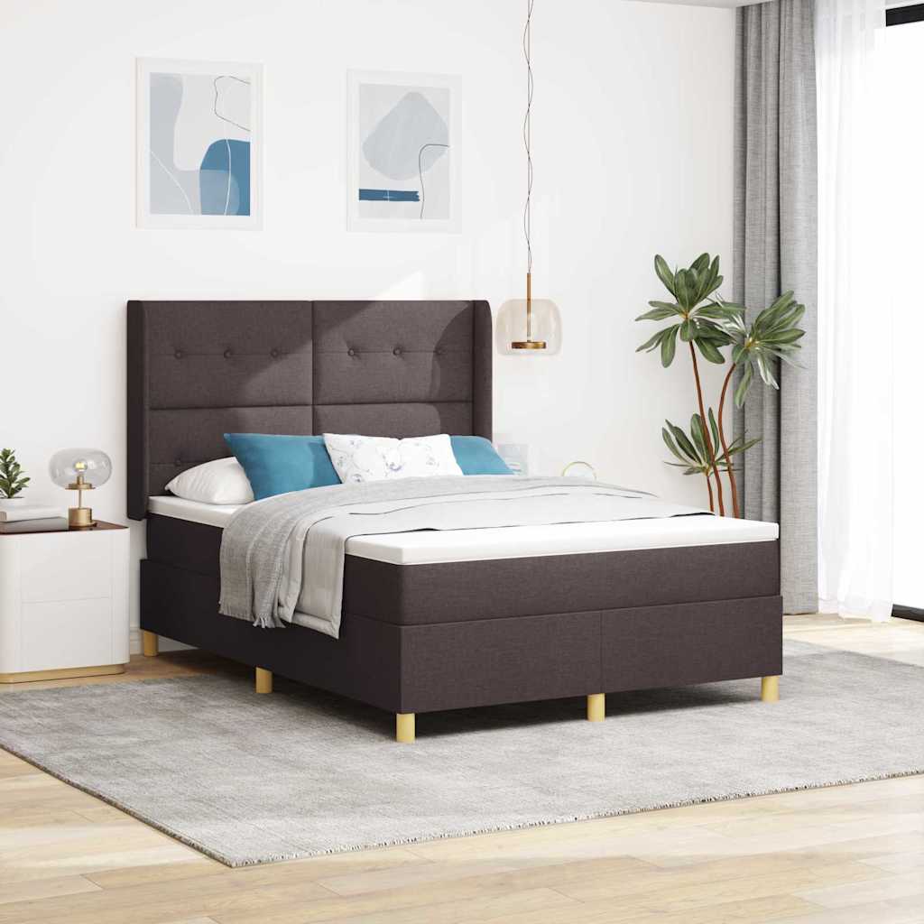 Boxspringbett mit Kopfteil Dunkelbraun 140 x 190 cm Stoff