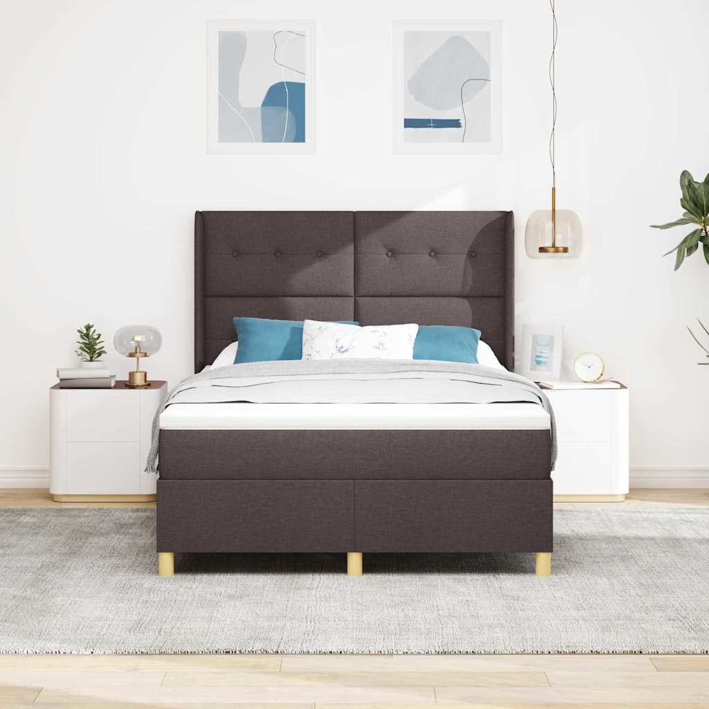 Boxspringbett mit Kopfteil Dunkelbraun 140 x 200 cm Stoff