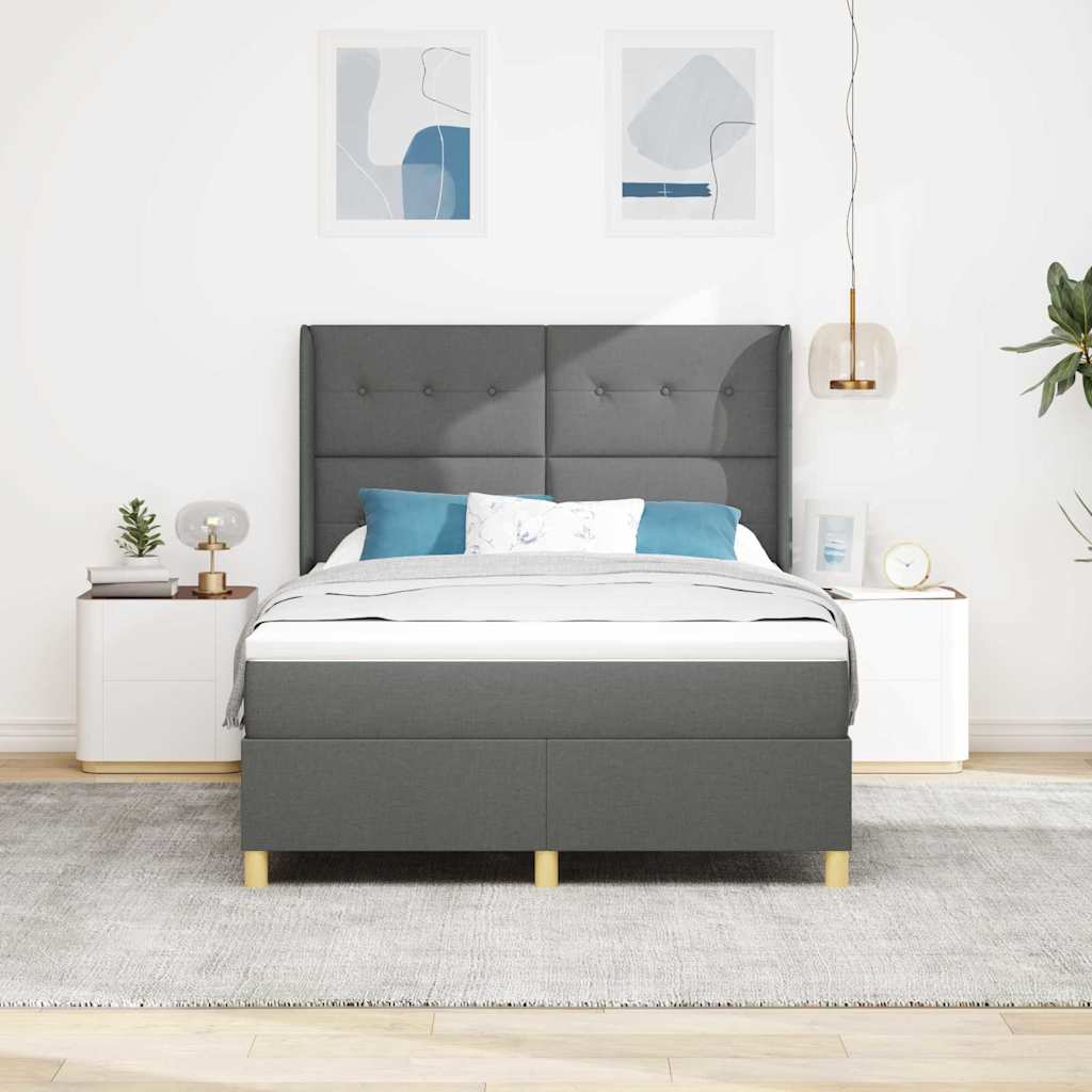 Boxspringbett mit Kopfteil Dunkelgrau 160 x 200 cm Stoff