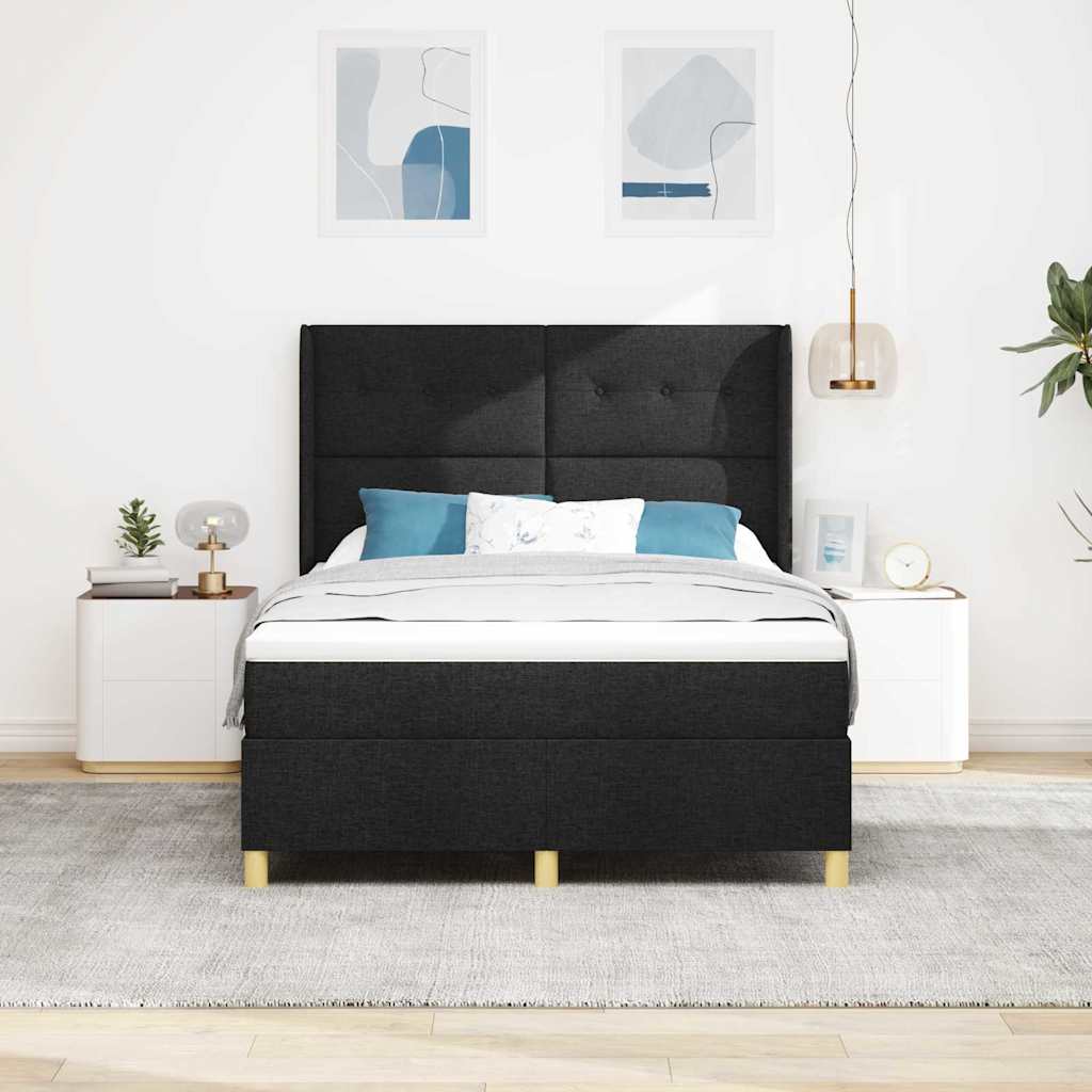 Boxspringbett mit Kopfteil Schwarz 160 x 200 cm Stoff