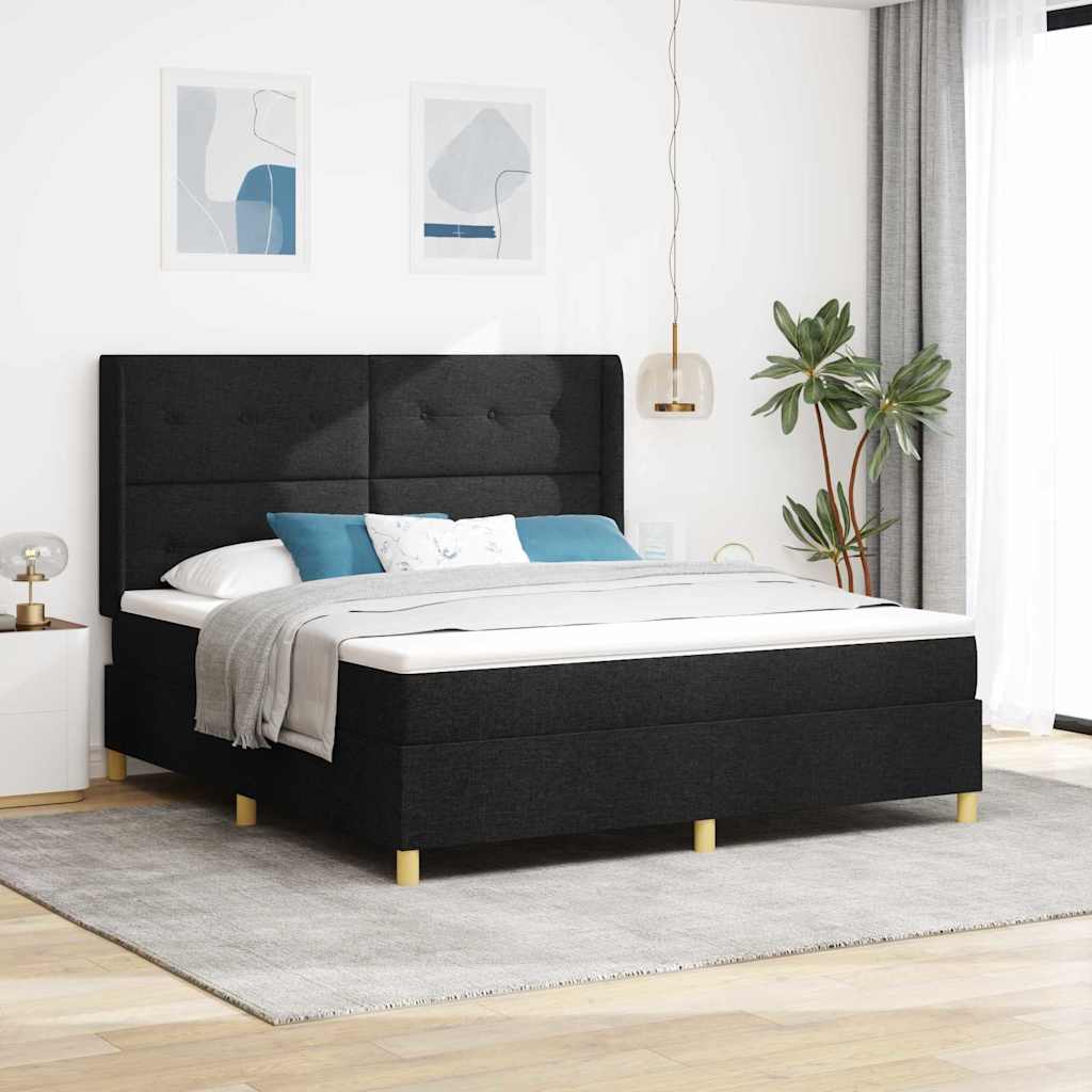 Boxspringbett mit Kopfteil Schwarz 180 x 200 cm Stoff