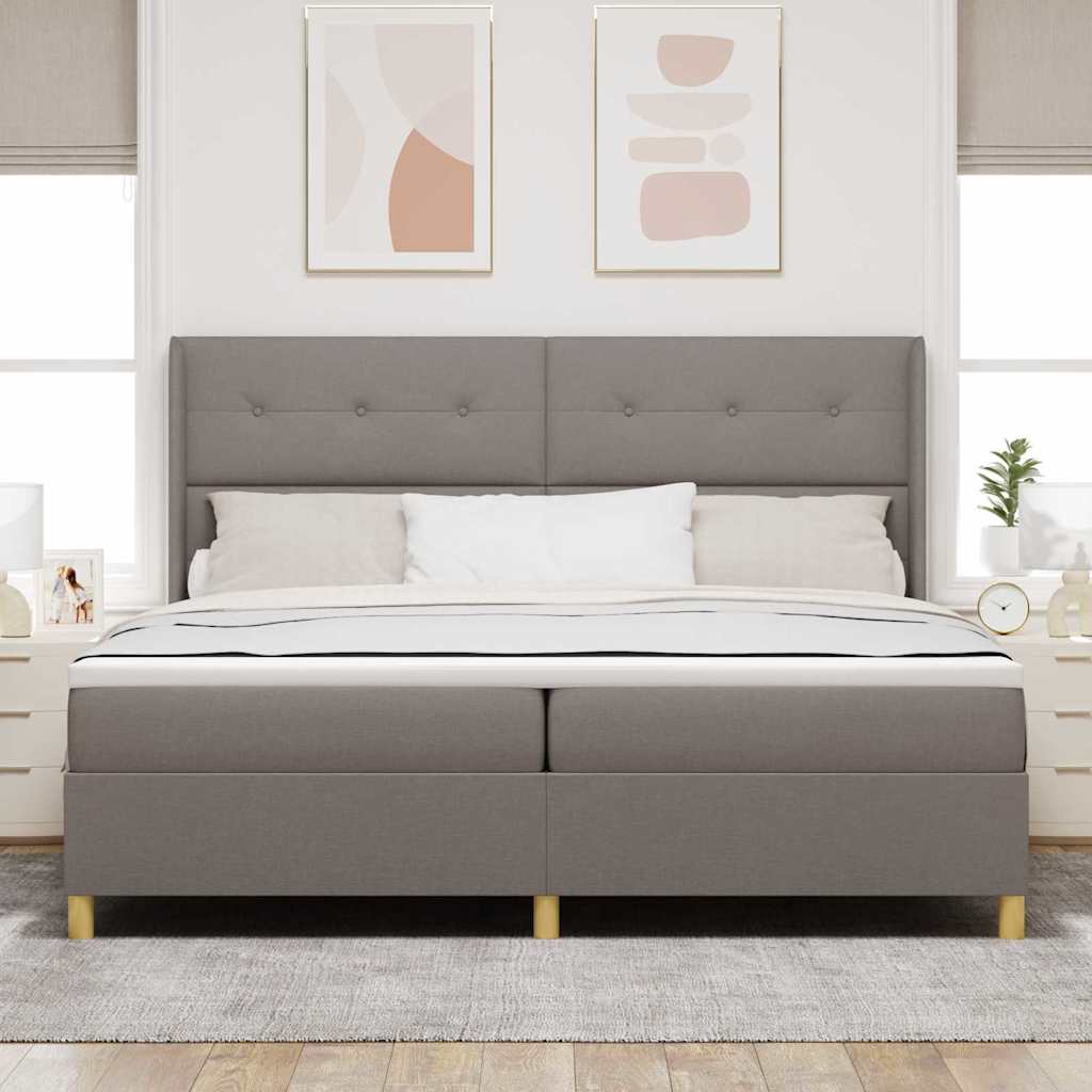 Boxspringbett mit Kopfteil Taupe 200 x 200 cm Stoff