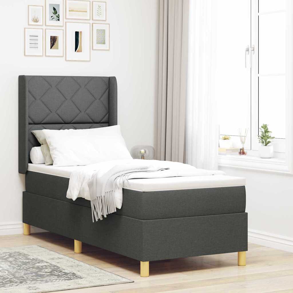 Boxspringbett mit Kopfteil Dunkelgrau 80 x 200 cm Stoff