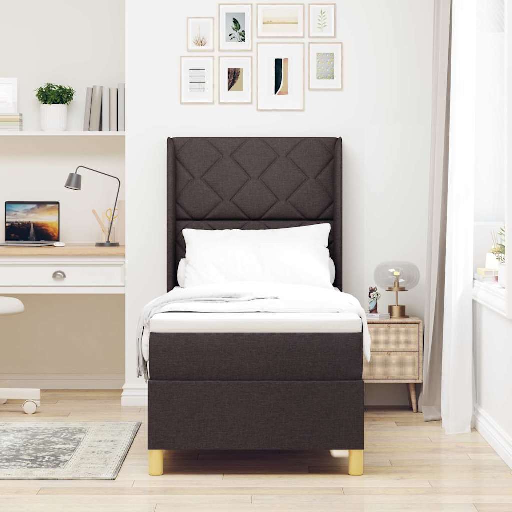 Boxspringbett mit Kopfteil Dunkelbraun 80 x 200 cm Stoff