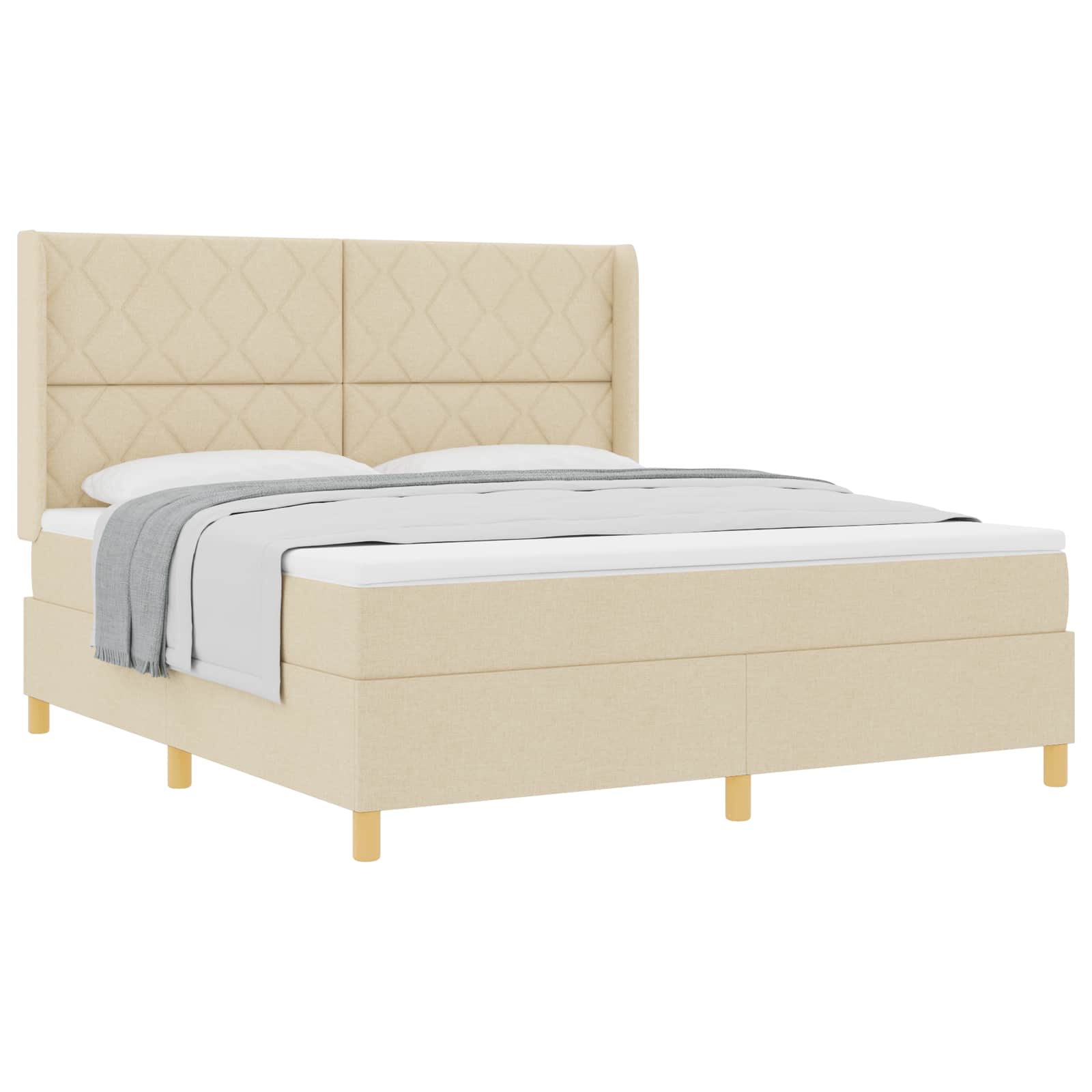 Boxspringbett mit Kopfteil Creme 180 x 200 cm Stoff