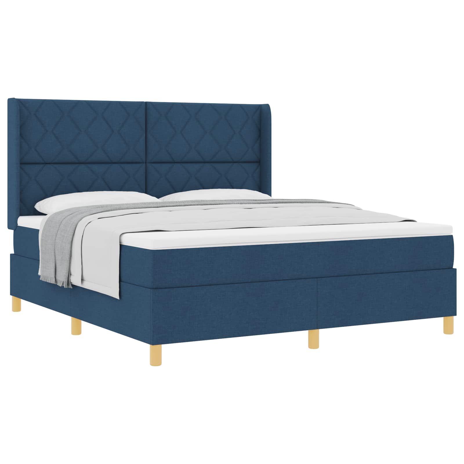 Boxspringbett mit Kopfteil Blau 180 x 200 cm Stoff