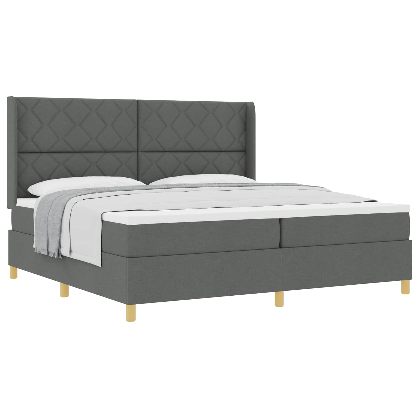 Boxspringbett mit Kopfteil Dunkelgrau 200 x 200 cm Stoff