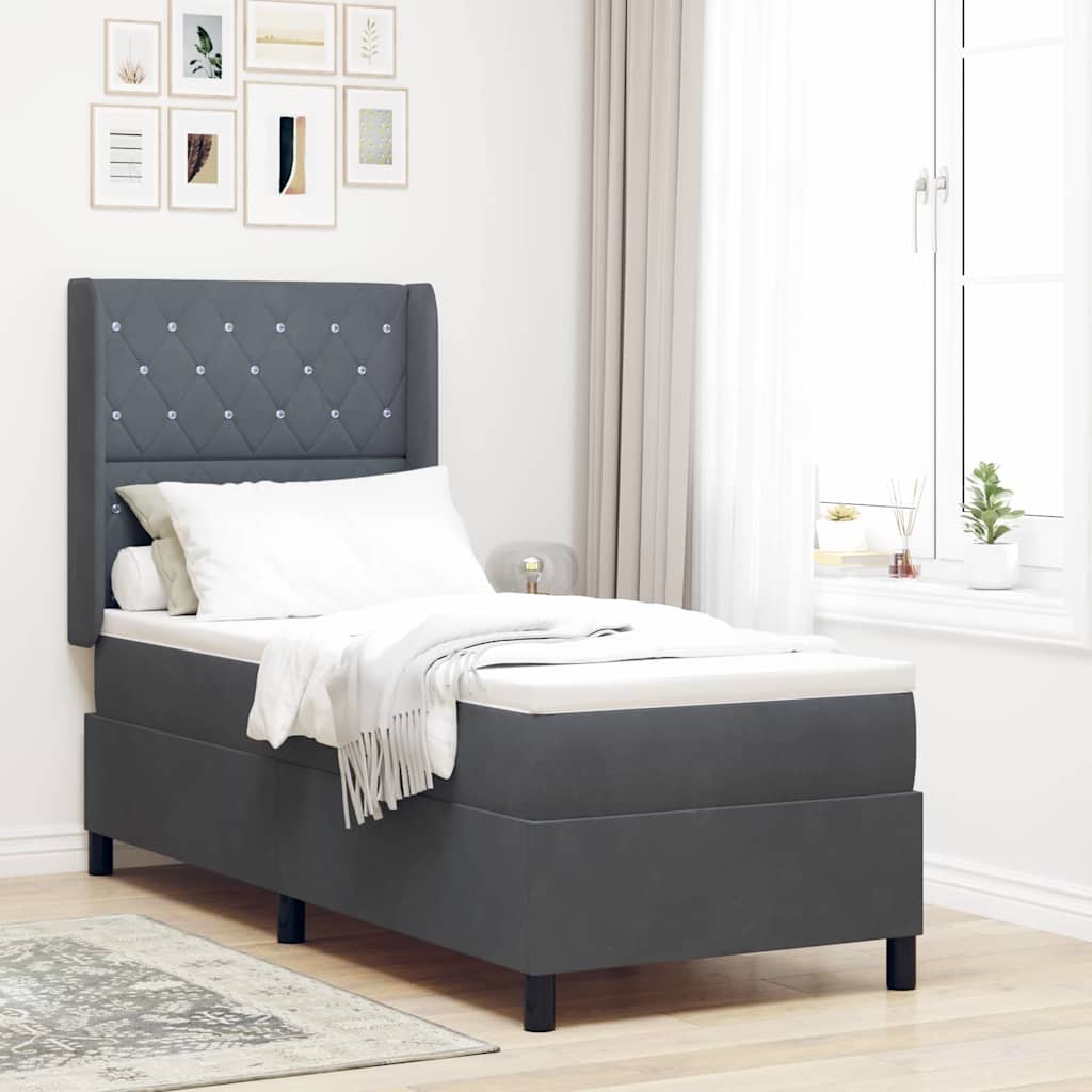 Boxspringbett mit Matratze Dunkelgrau 80 x 200 cm Samt