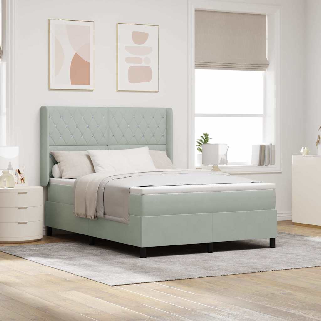 Boxspringbett mit Matratze Hellgrau 160 x 200 cm Samt
