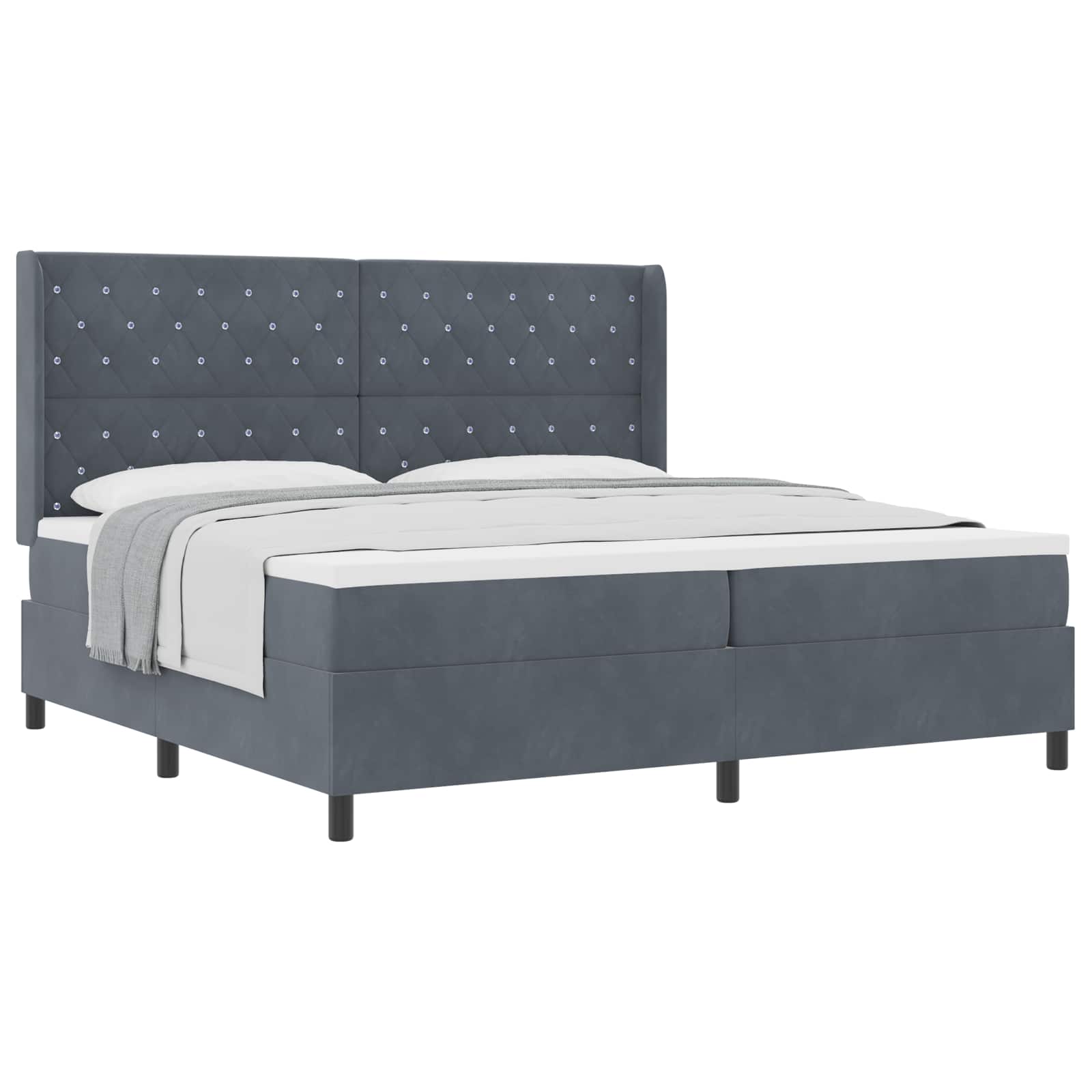 Boxspringbett mit Matratze Dunkelgrau 200 x 200 cm Samt