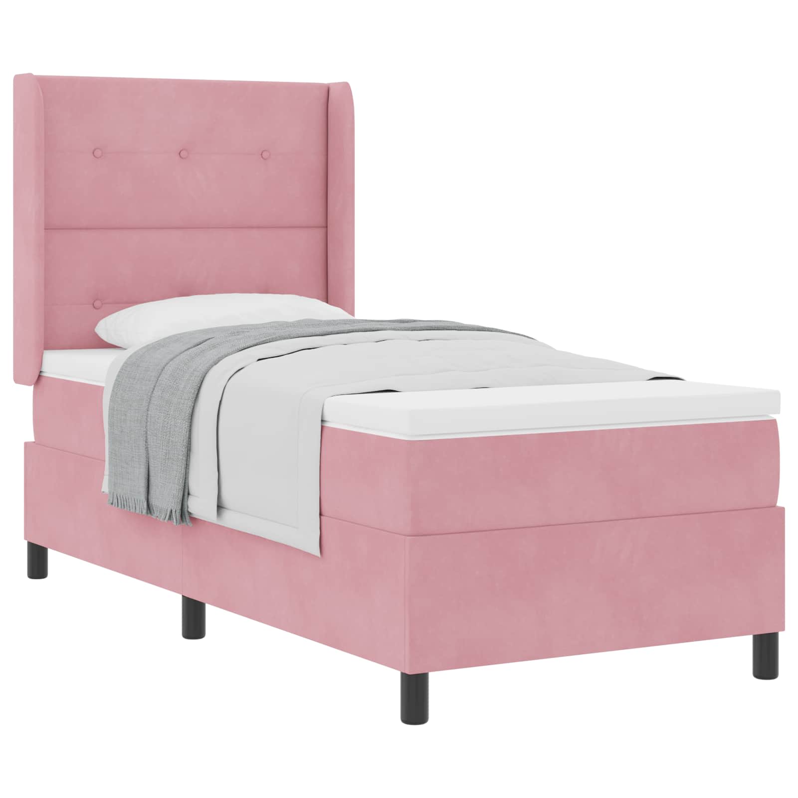 Boxspringbett mit Kopfteil Rosa 80 x 200 cm Samt