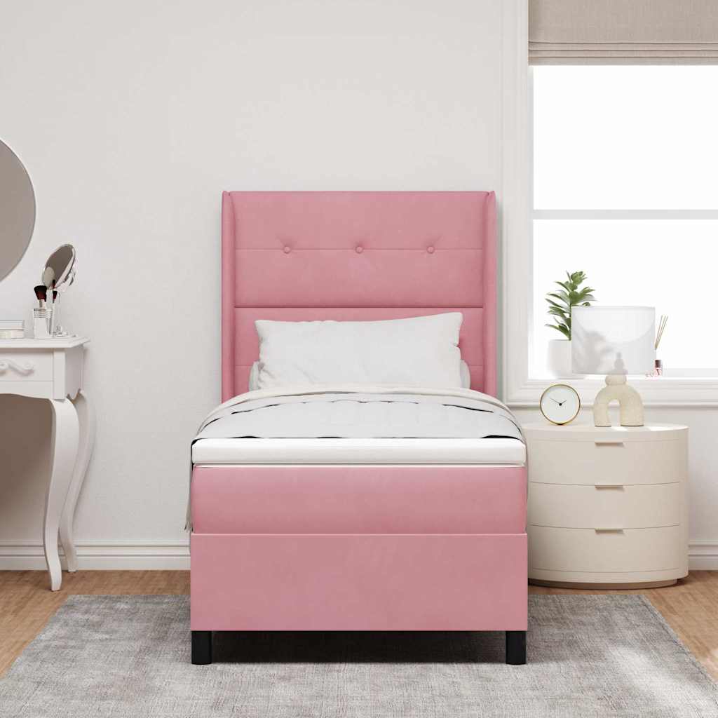 Boxspringbett mit Kopfteil Rosa 90 x 200 cm Samt