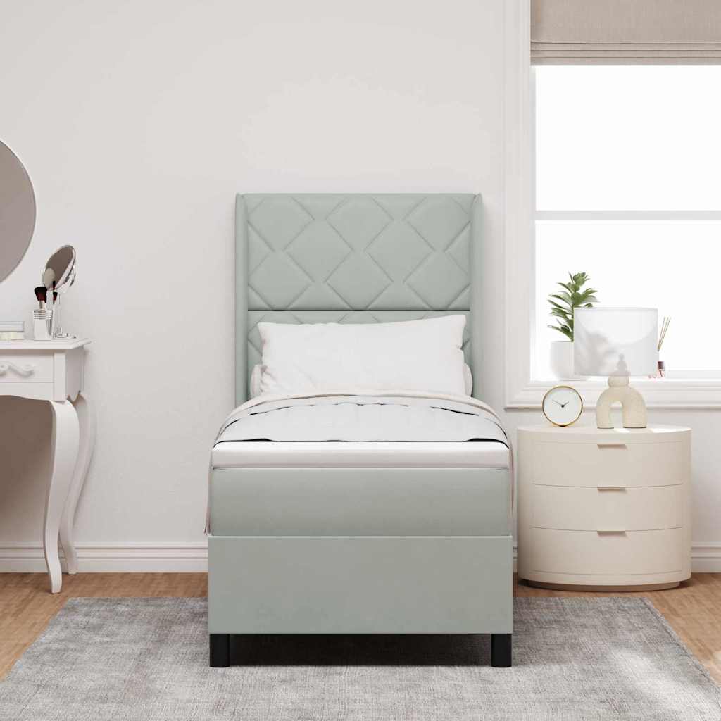 Boxspringbett mit Kopfteil Hellgrau 80 x 200 cm Samt